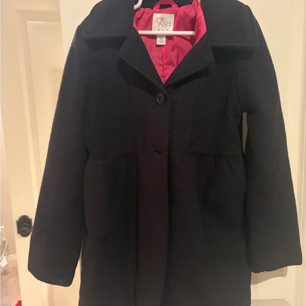 The Children's Place Black Coat with Pink Interior size 7/8